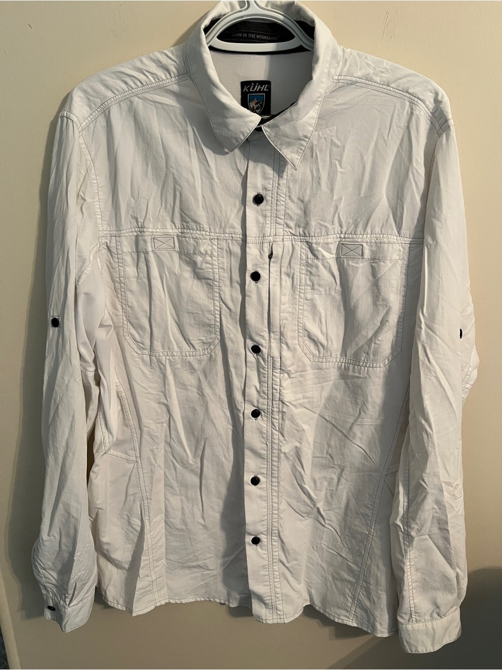 KUHL White Long Sleeve Mens Button Down UV Protection Sz L
